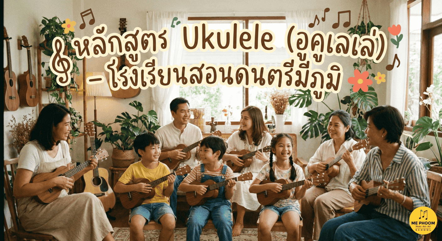 ภาพปกบทความ หลักสูตรเรียนอูคูเลเล่ (Ukulele) สำหรับผู้เริ่มต้นและทุกวัย ที่โรงเรียนสอนดนตรีมีภูมิ บรรยากาศการเรียนสนุกสนานและเป็นกันเอง